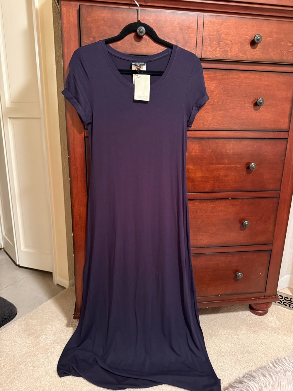 Adrienne Vittadini Short-Sleeve Maxi Dress - Deep Purple